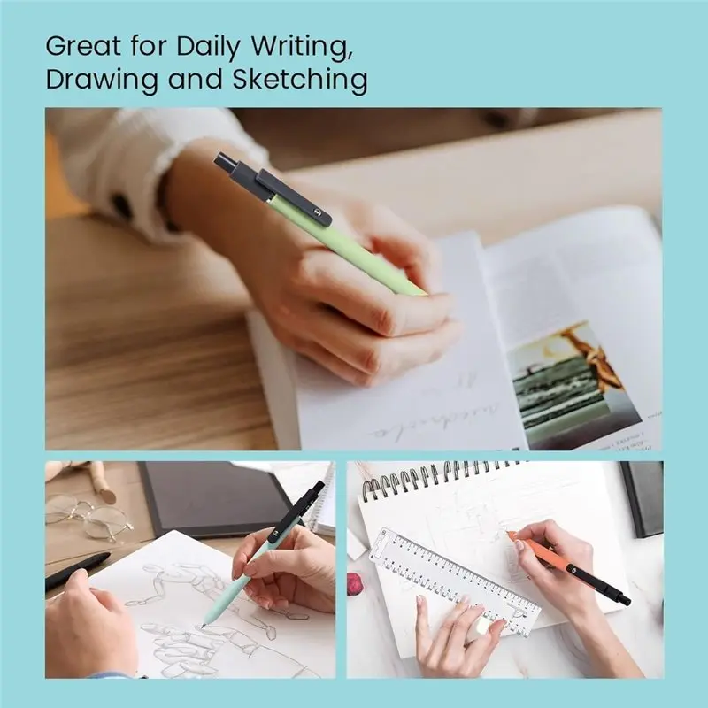 Classic-Mechanical Pencil Set, 6PCS Art Mechanical Pencils With 0.5& 0.7Mm, 4 Boxes HB Leads, 2PCS Erasers And 10Pc Eraser Refil