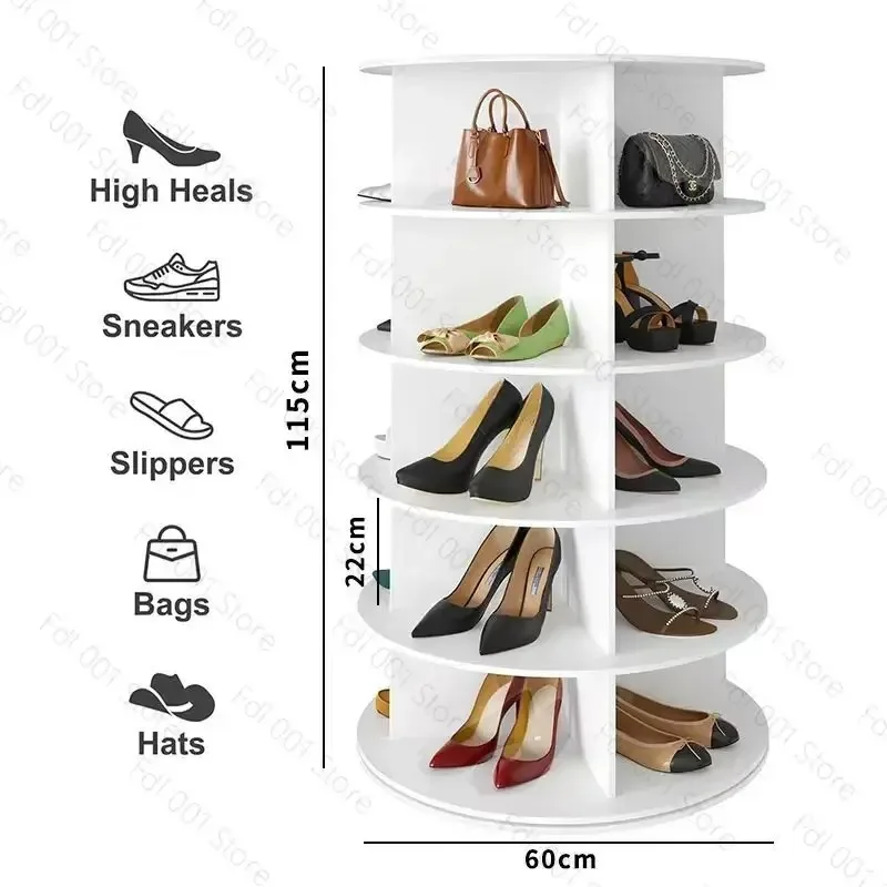 360 Degree Rotating Shoe Rack Multi Layer Floor Standing Shoe Cabinet Bag Display Storage Organizer