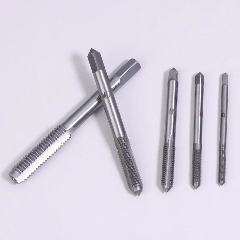 5Pcs/Set M3/M4/M5/M6/M8 Bor Ulir Baja Bearing Taper Hand Spiral Point Straight Fluted Screw Thread Tap Drill Punching Wrench Hand Tools