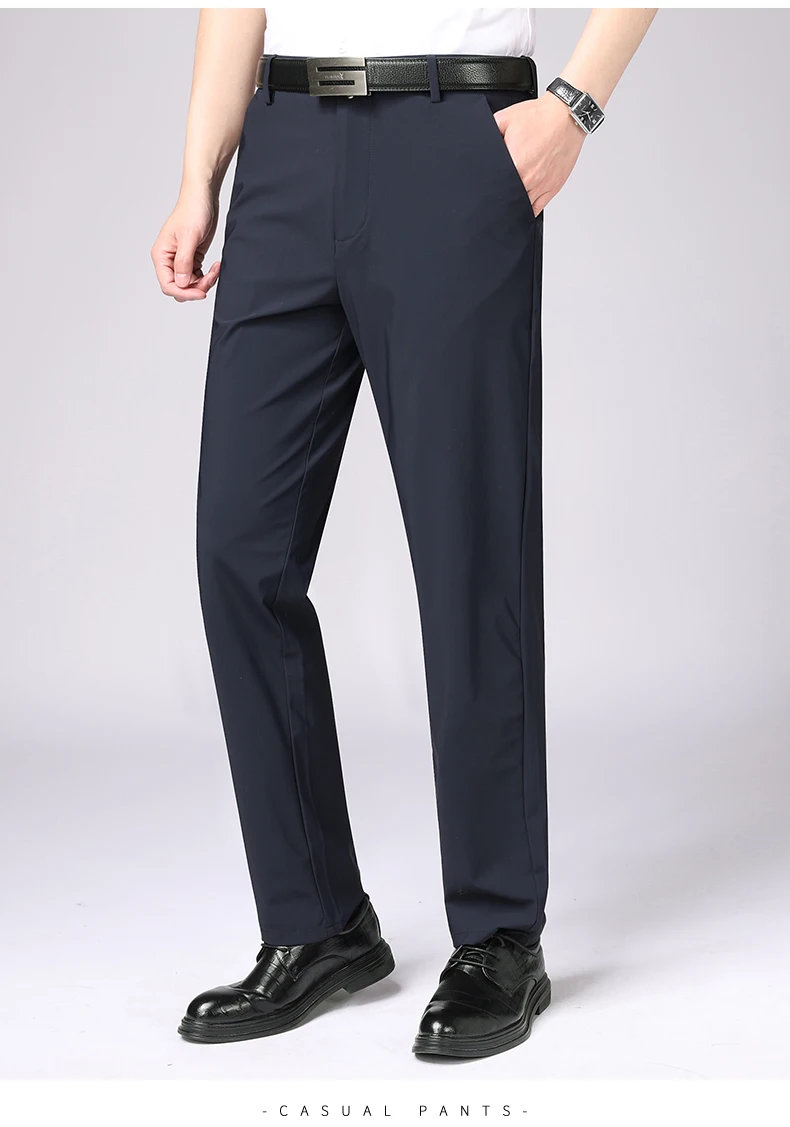 Sommer Herren Elastische Gerade Hosen Frühling Herbst Business Casual Lange Anzughosen Herren Formelle Hosen Einfarbige Anzughosen – Detail 12