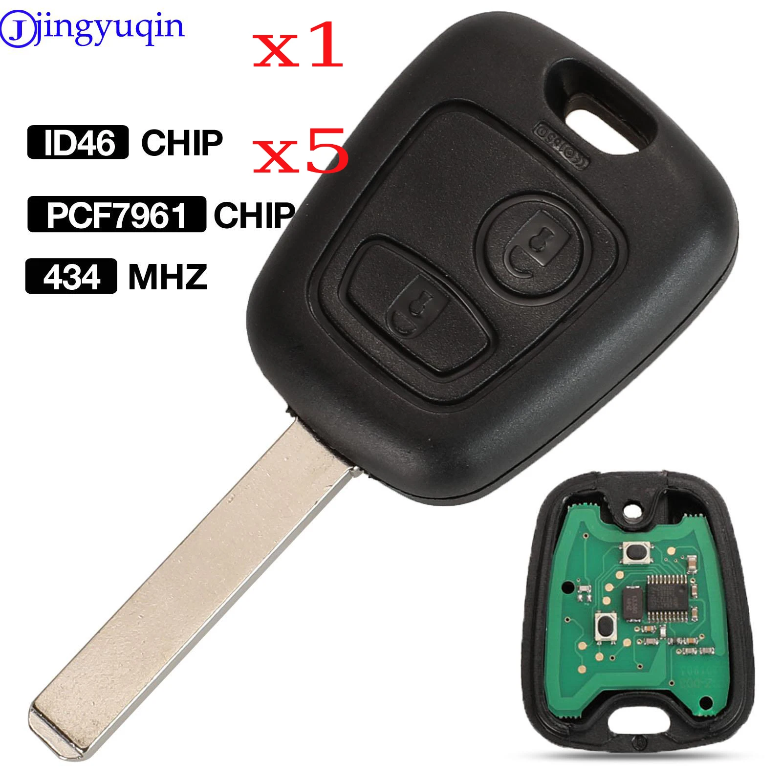 jingyuqin x1 x5 433MHZ With PCF7961 Chip Remote Car Key Control Keyless For Peugeot 307 Citroen C1 C3 VA2 Blade