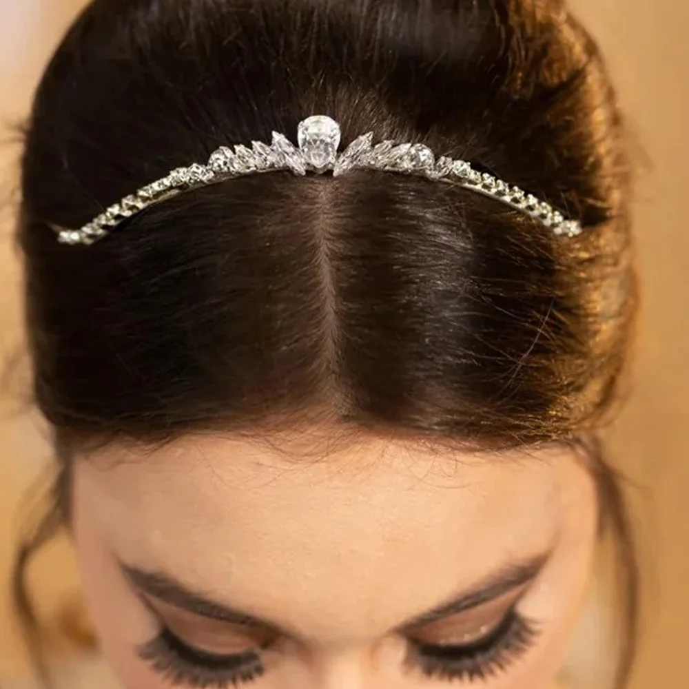 Stonefans Elegant Shiny Rhinestone Irregular Headband for Women Simple Crystals Bridal Tiara Wedding Hair Accessories Jewelry