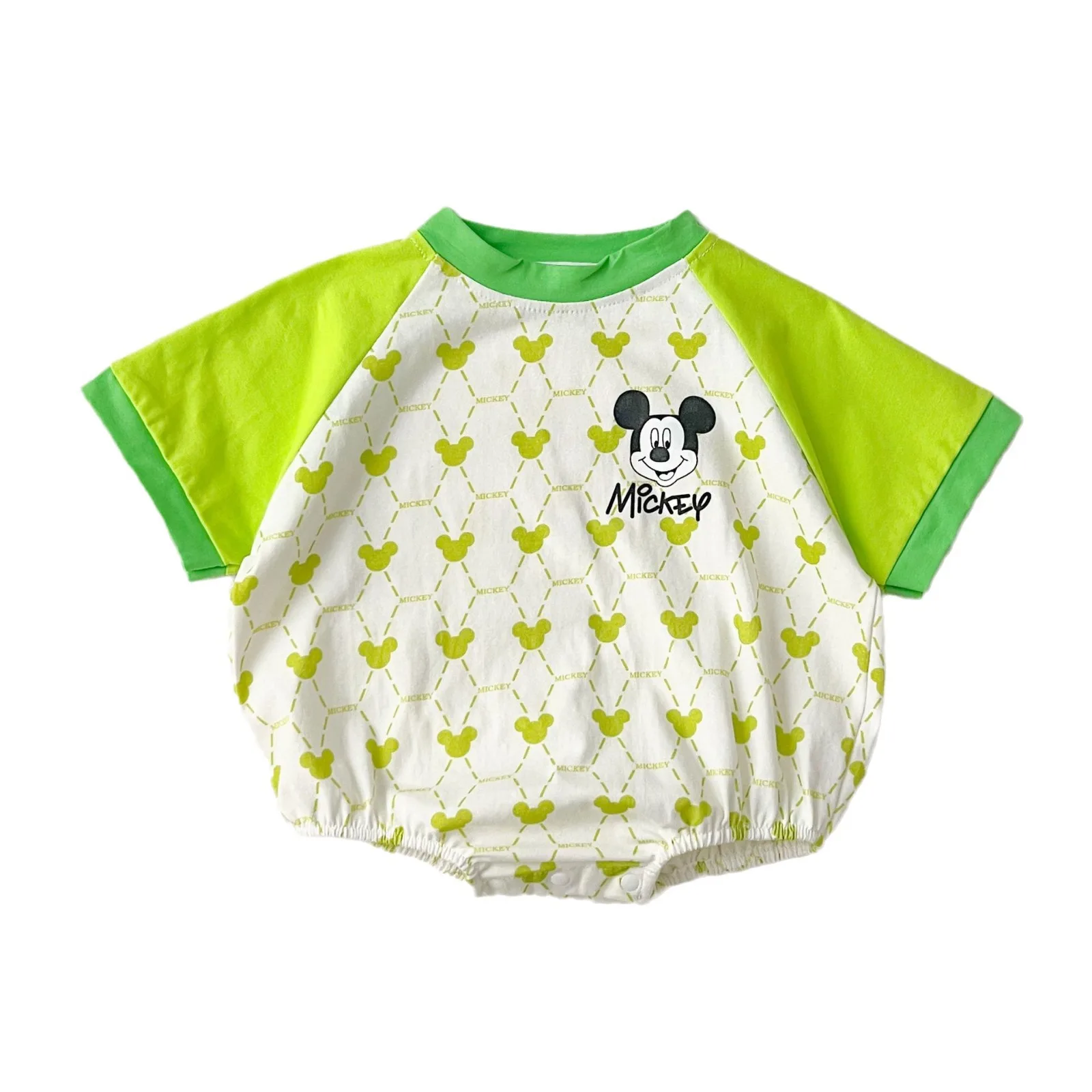 Disney 0-2 Years Old Cartoon Character Green Mickey Summer Cute Triangle Fanny Coat Comfortable Soft Clothes for Boys and Girls