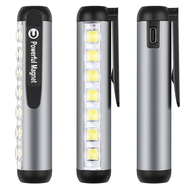 COB Mini Flashlight USB Charging Pen Clip Magnet Portable Lightweight Pen Light Small EDC Work Light Pocket Torch Outdoor