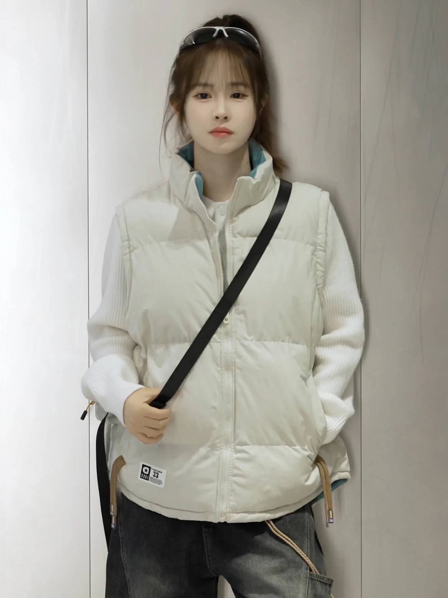 Double-Sided Wear Lightweight down Vest Unisex Workwear Jacket Autumn Winter Youth Stand Collar Cotton Shoulder Pad Vest