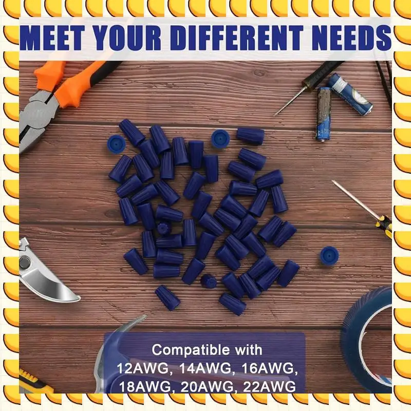 BAAU 50 Piece Waterproof Wire Electrical Connectors 22AWG-12AWG Plastic Outdoor Seal Electrical Twist Caps Cable Terminal Connec