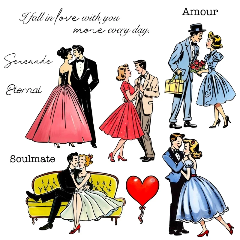 

Valentine's Day Love Couples Cutting Dies Clear Stamp DIY Scrapbooking Metal Dies Silicone Stamp For Cards Albums