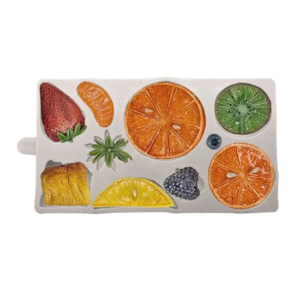 Forma de fruta silicone fondant molde laranja morangos macarrão mirtilo decoração do bolo cera de chocolate derreter sabão geléia molde cozimento