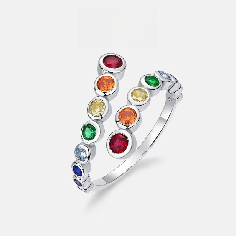 

Rainbow Bubble Women's Personalized Ring S925 Silver Plated 18K Gold PT950 Platinum Open Ring