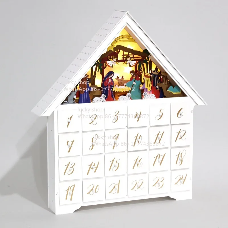 

Wooden Manger Story House Calendar Ornament Decorative Gifts