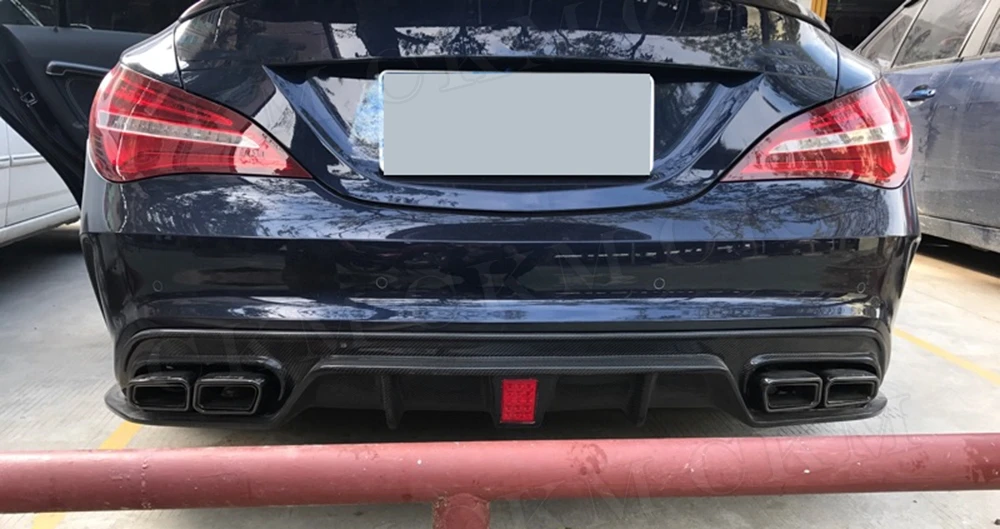 

Углеродное волокно класса C для Mercedes Benz W205 C200 C300 C63 AMG 2015-2019, диффузор заднего бампера с подсветкой
