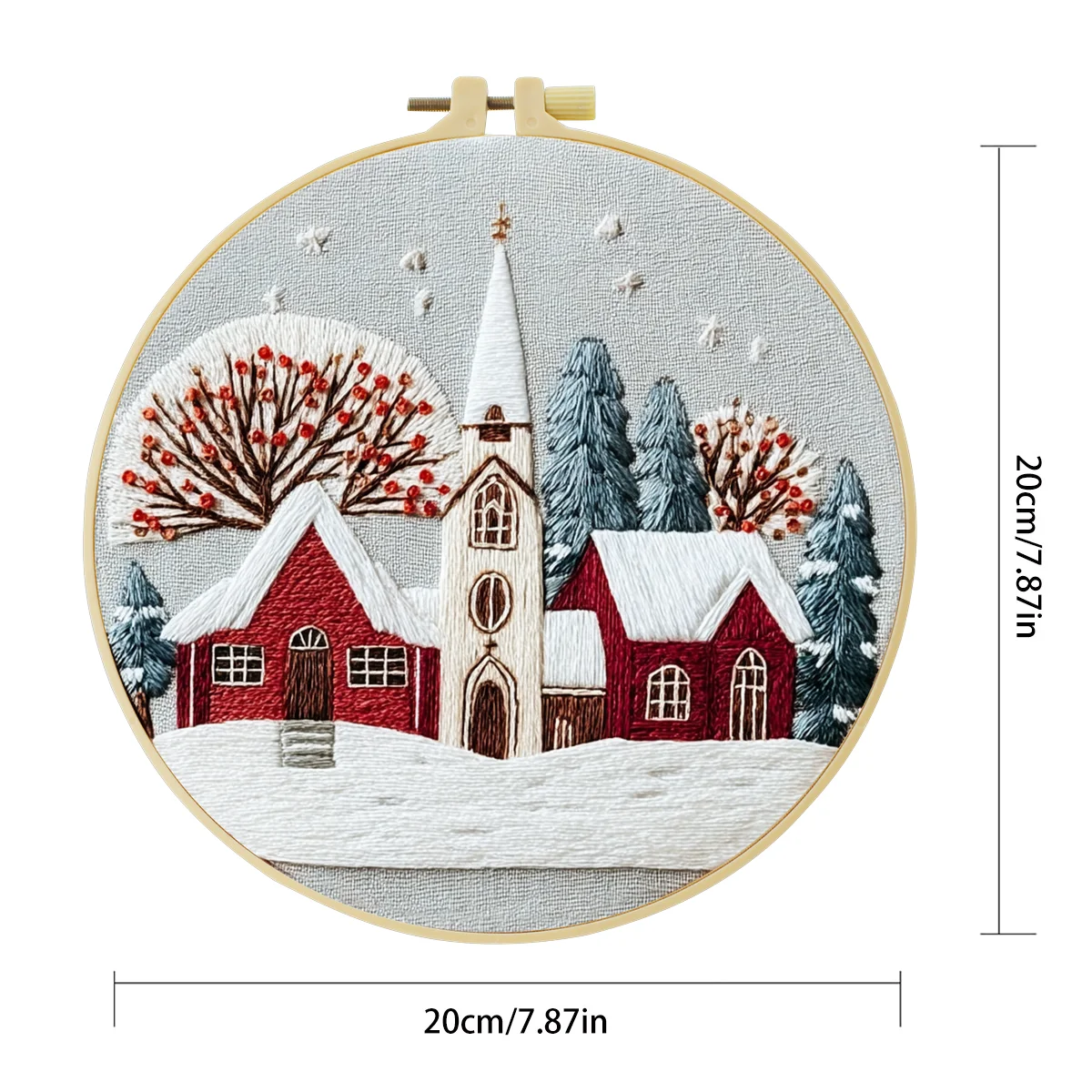 1 Stück 20X20CM/15X15CM 7,87/6,3 Zoll Stickerei-Starter-Kit DIY-Set Heimdekoration, Schneelandschaft, Stickerei-Set – Detail 5