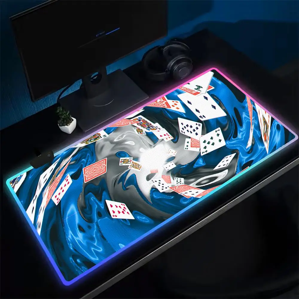 

12B-Balatro GAMER Mouse Pad Anime Gaming Mouse Pad LED Table Pads Backlit Rubber Desktop XXL Mousepad RGB Desk Mats