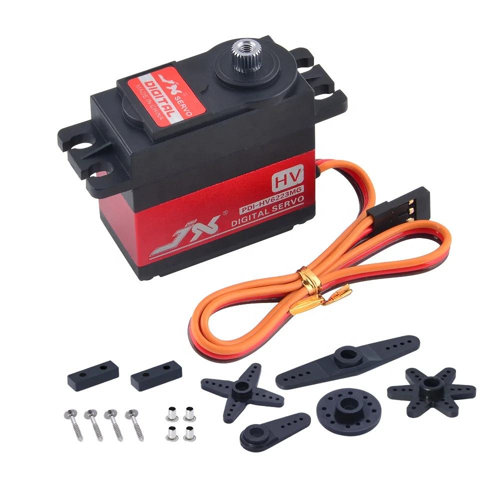 

JX PDI-HV6223MG 8,4 В 23 кг 0,16 сек Металлическая шестерня Цифровой HV Стандартный сервопривод для 1/8 1/10 RC Автомобиль Робот Самолет Дрон Aicraft