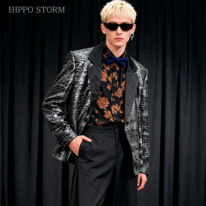 Veste de danse Hip Hop pour hommes, manteau de danse Jazz à paillettes pour adultes, vestes de danse pour salle de bal, Bar Ds Dj, vêtements de Festival sur scène XS10749