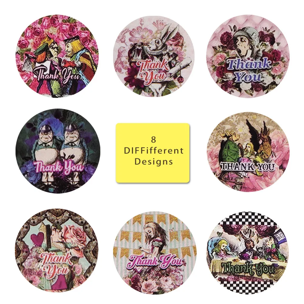 100-500 Pcs 8 Styles Thank You Sticker Circular Gothic Style Shop Thank You Shopping Bag Label Handmade Creative Reward Sticker