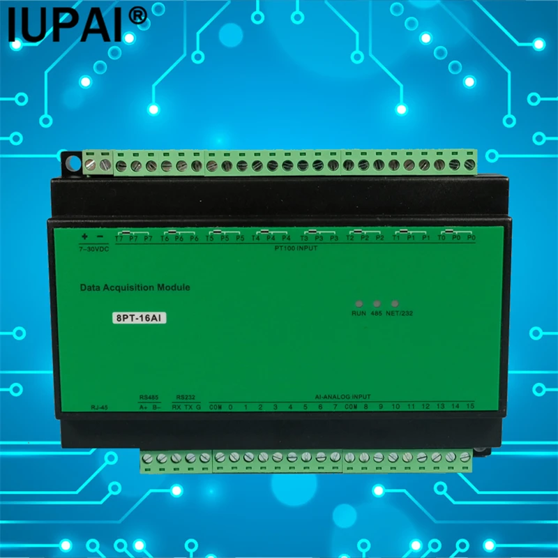 8PT-16AI 8-channel PT100 Temperature Acquisition 16way Analog Input Modbus RTU Combination Module RS485 Automation Contorl Modul