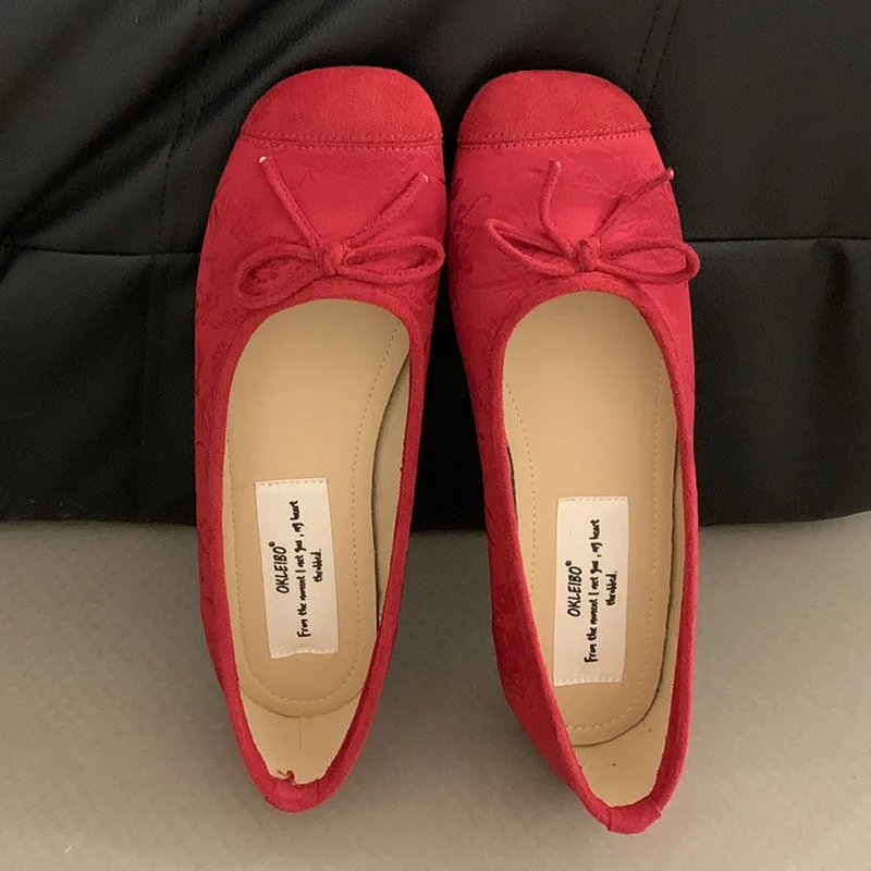 2024 New Footwear Silk Women Ballet Flats Dance Shoes Spring Summer Female Shallow Fashion Butterfly-Knot Ladies Lolita Shoes