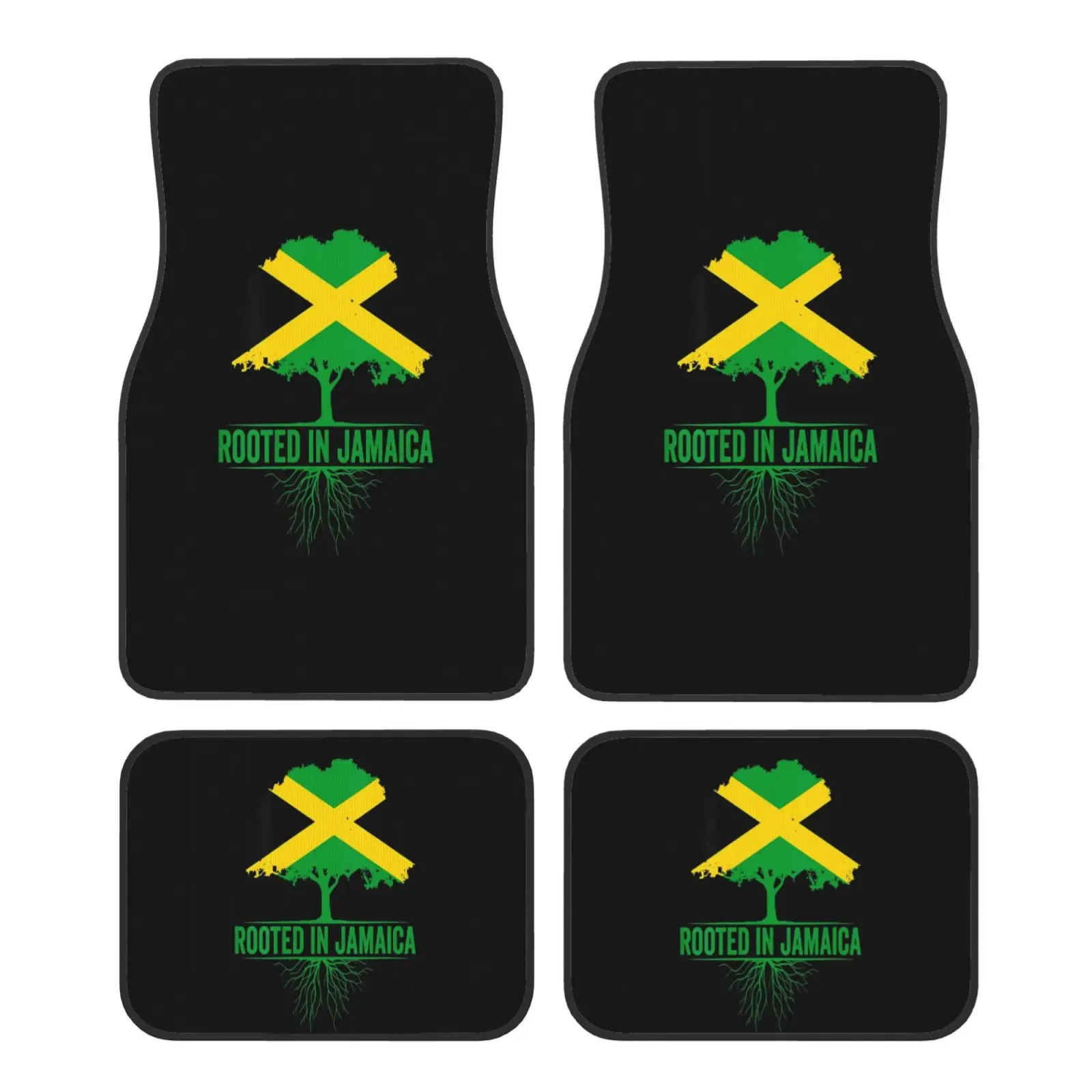 Rooted in Jamaica Car Floor Mats Non-Slip Carpets Rugs Front & Rear Car Foot Mats Set of 4 Pcs Auto Accessories Decor