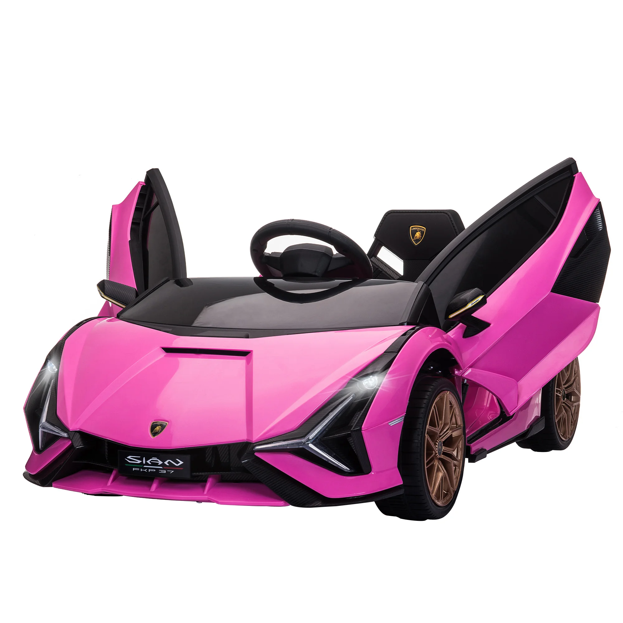 Homcom gelicentieerde Lamborghini Sian 12V elektrische auto voor kinderen +3 jaar oude afstandsbediening mp3-muziek 108X62X40 cm