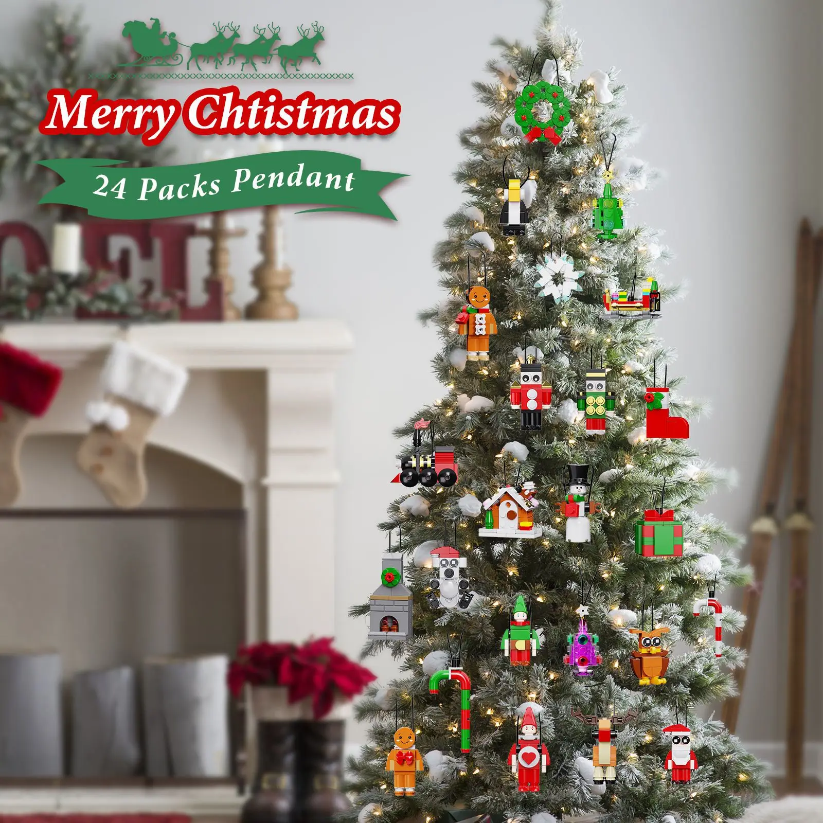 Hot Christmas Tree Hanging Decorations Building Blocks New Year\'s Advent Calendar Model Puzzle education Toys Kids Adults Gifts