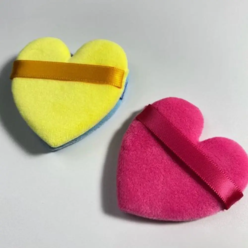 5 pçs coração/em forma redonda lavável setor almofadas de dedo reutilizáveis multicores almofada de ar em pó puff veludo molhado seco usado