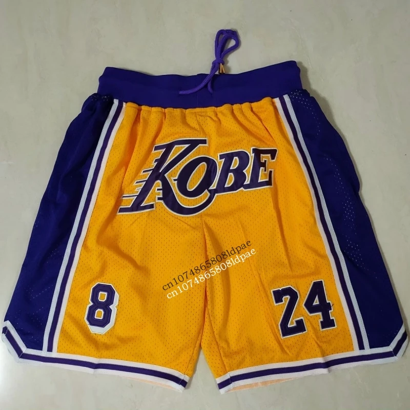 Basketball Shorts Oversize Men Legend 24 Bryant Women Sport Black MAMBA Embroidery High Street Hip Hop Pocket Middle Beach Pants