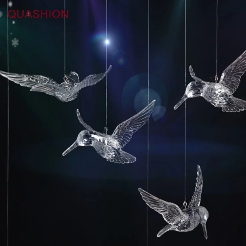 

Modern Creative Acrylic Transparent Bird Crystal Ceiling Lamp Romantic Wedding Hotel Living Room Party Pendant Light Decoration