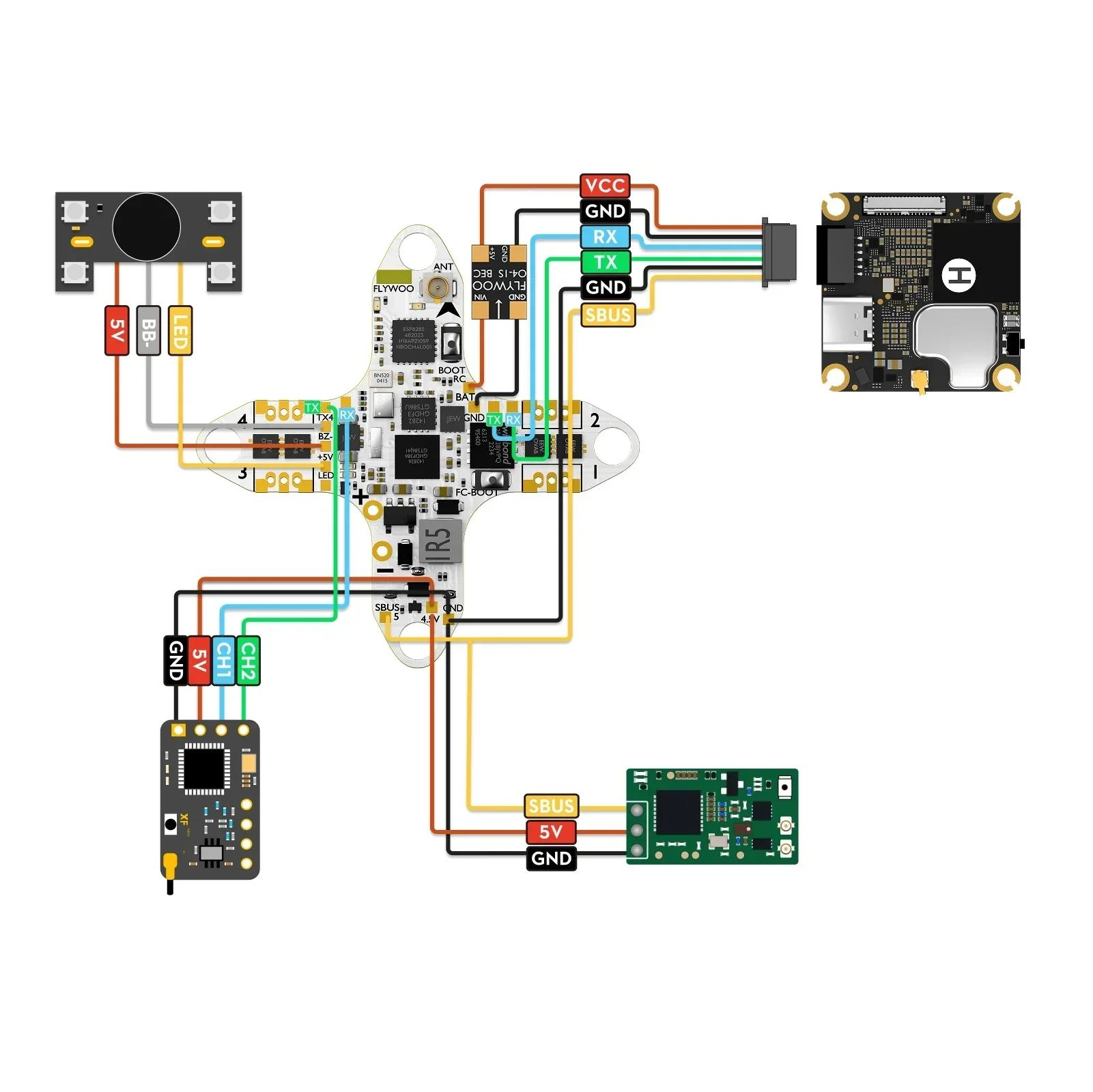 Flywoo GOKU F405 HD 1S 5A AIO FC - 2.6g Controlador de vôo para Micro HD FPV Drone Whoop Cinewhoop Peças