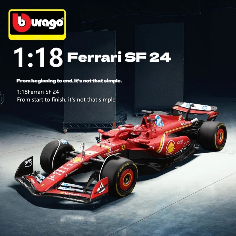 2024 Bburago 1:18 Formula Sf24 Simulation Alloy F1 Racing Model Ferrari Car Toy # 55carlos Sainz # 16charles Leclerc