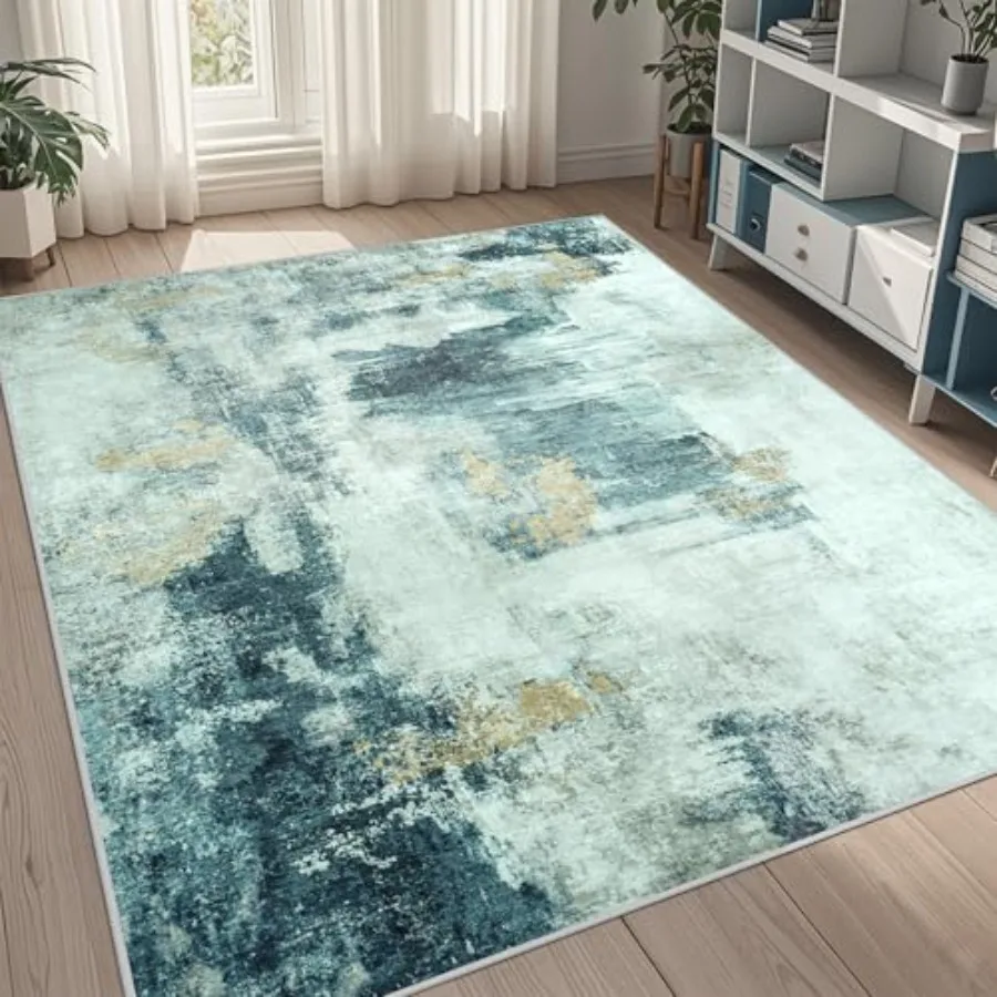 

5x8 Area Rugs for Living Room Rug Washable: Abstract Rug for Dining Room Bedroom Carpet Non Slip 5 by 8 Indoor Modern Nursery H