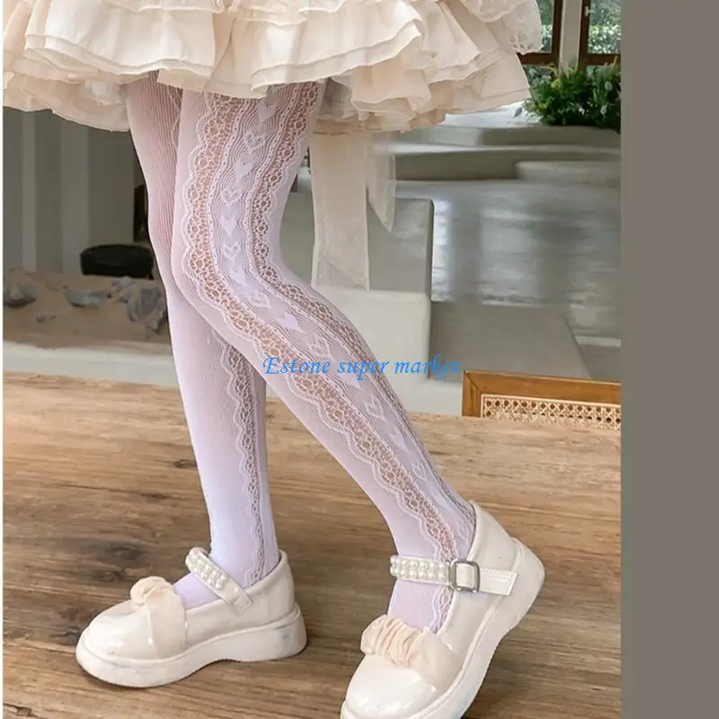 

090B Leggings Breathable Mesh Pantyhose Princess Girls Long Stockings for Daily Party