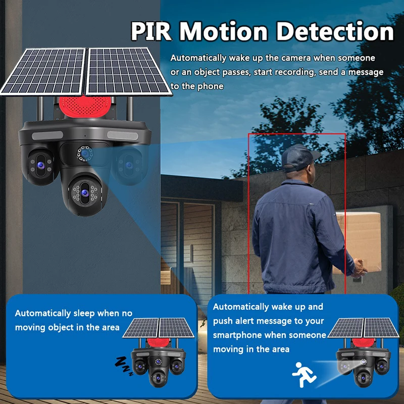 Wistino 8K في الهواء الطلق AI أربعة عدسات أربع شاشات 4G بطاقة Sim AOV CCTV لوحة طاقة شمسية PTZ كاميرا مراقبة الشبكة هياسي #5