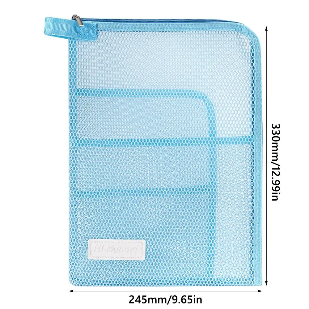 Cartella di file A4 in rete semplice Borsa di file di grande capacità color dopamina Regalo per organizer per carta di prova a forma di L con grande apertura