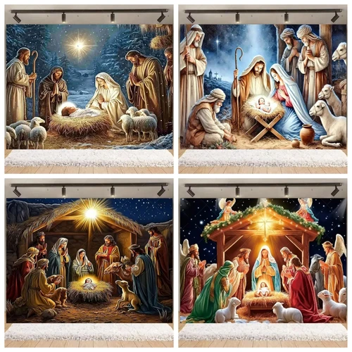 Fondo de nacimiento de Jesús, suministros de decoración para fiesta, Feliz Navidad, suministros para Baby Shower, pancarta, decoración de fondo, accesorios para sesión de fotos