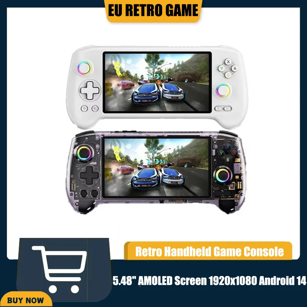 Console de jeu portable RG557, écran AMOLED de 5.48 pouces, dimension 8300 Android 14, Joysticks haute résolution, lecteur vidéo RG 557