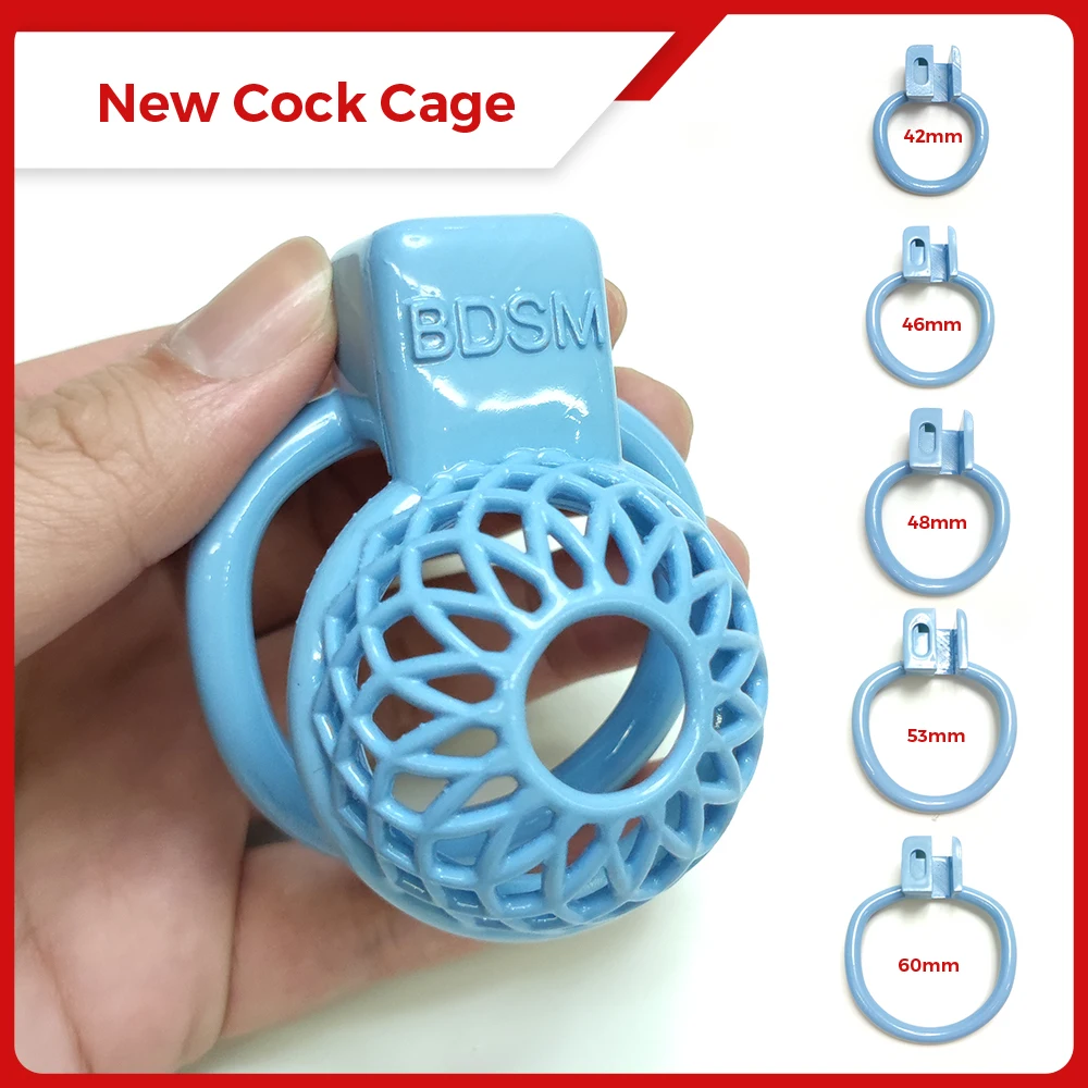 

Small Blue Reticular Sissy Cock Cage Slave Chastity Cage BDSM Male CD TS Penis Ring Lock Male Erotic Gay Ladyboy Sex Toy for Men