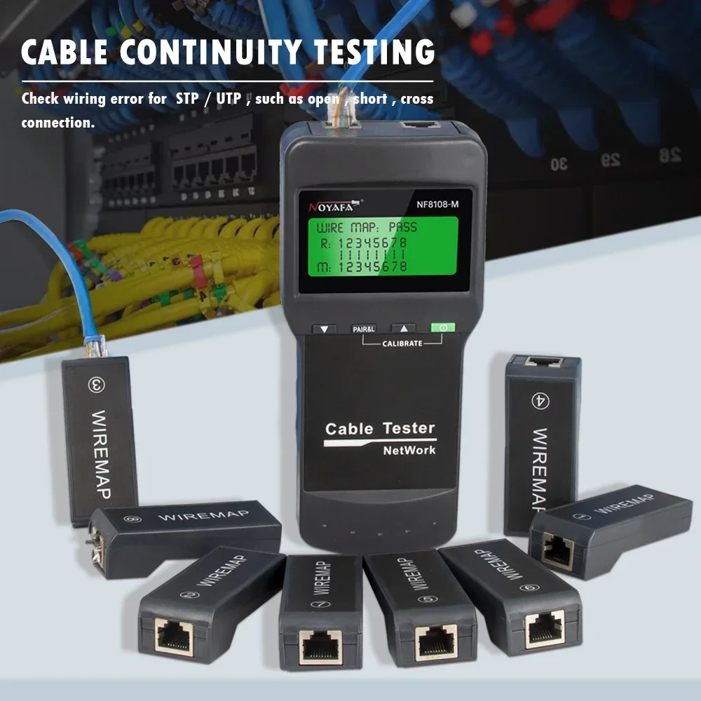 NOYAFA-Rede Profissional Cable Tester, NF-8108M, Rj45 Tester, Medir Comprimento, Cabl, Multifuncional Poe Ferramentas de Rede, Novo