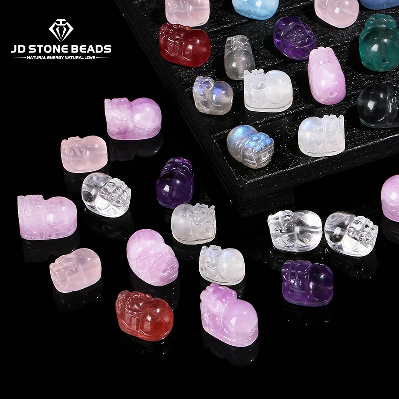 

1 Pc Natural Stone PiXiu Carved Beads Moonstone Amethyst Wealth Lucky Charms Pendant For Jewelry Making Bracelet Accessory