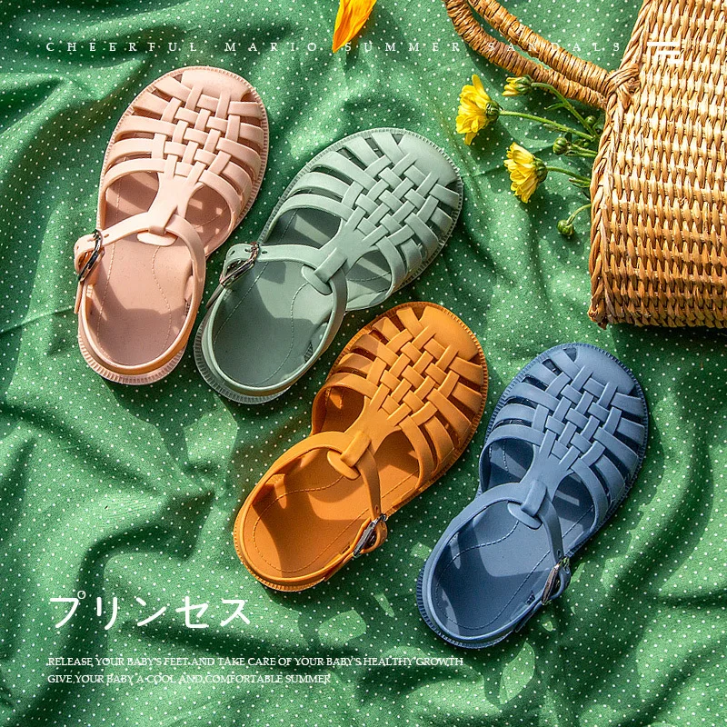 

Girls Sandals Jelly TPU New Summer Children Princess Beach Shoes Soft Sole Baby Roman Shoes