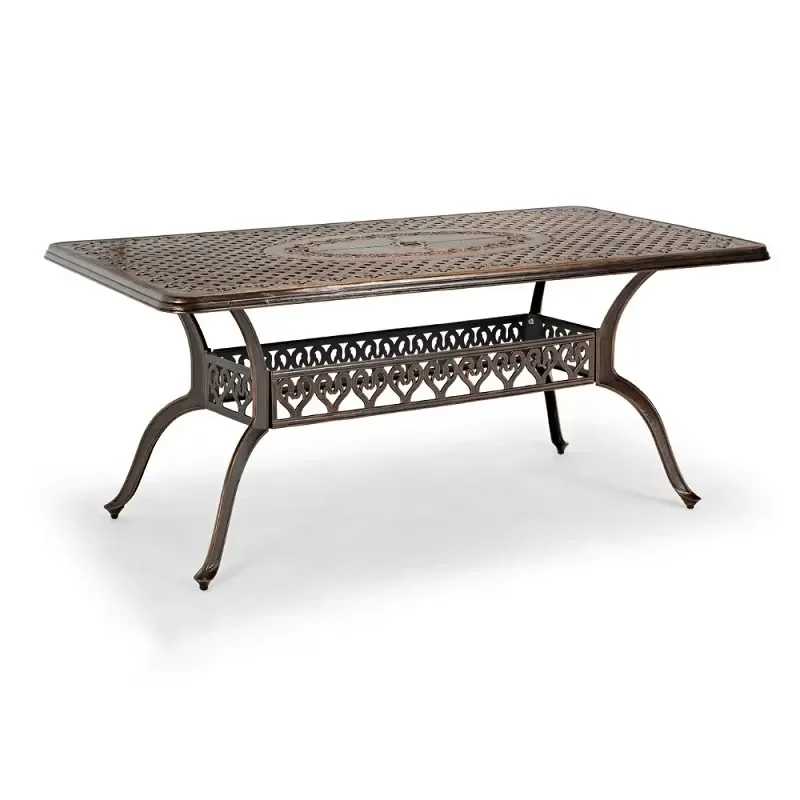 Rectangular Cast Aluminum Outdoor Dining Set Waterproof Garden Furniture Table and Chairs for Courtyard Patio Yard Decor