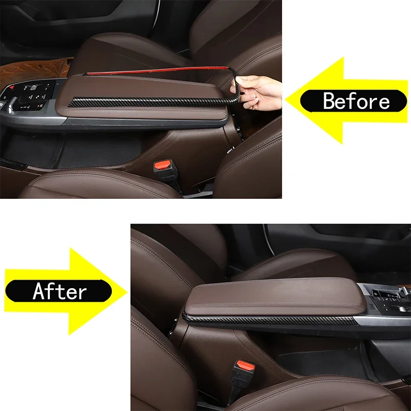 For BMW X1 U11 2023+ ABS Carbon Fiber Car Styling Center Console Armrest Box Decorative Frame Sticker Car Interior Accessories