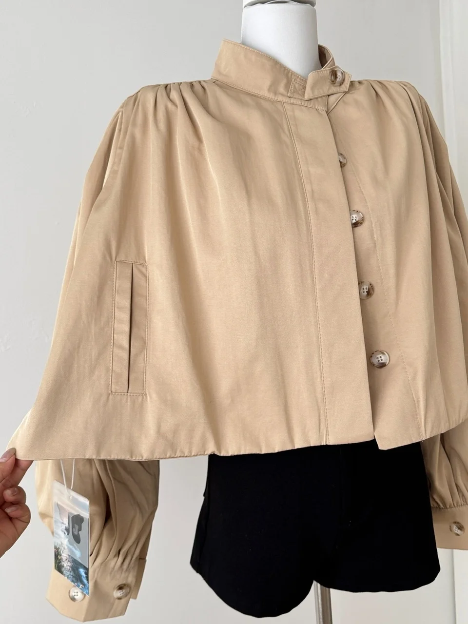 

Retro Sle Loose Fit ort Jaet with Flower Bud Design Long Sve Faionable Outerwear for Top Students Trendy Coat