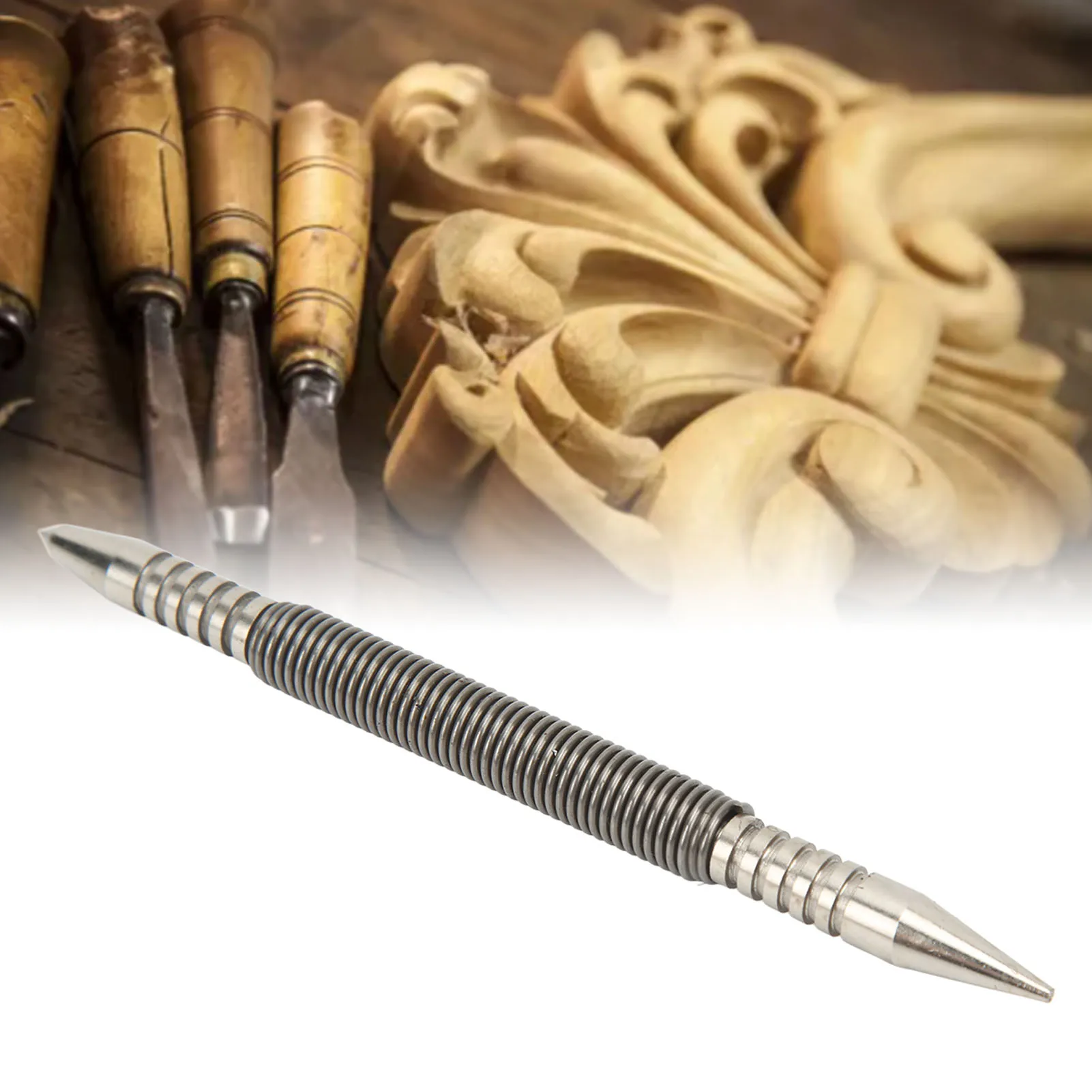 

Dual Head Center Punch Spring Design High Hardness Carbon Steel Compact Hammerless Center Punch For Wood Metal Glass Punch Head
