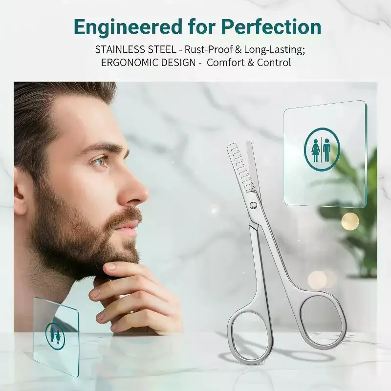 1Pcs Stainless Steel Eyebrow Trimmer Scissors Precision Grooming Tool For Men & Women Effortless Knife Hair Removal Shaver Tool