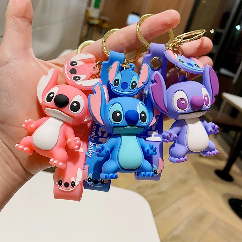 Portachiavi a punto in piedi Anime Lilo Stitch Cute Figure portachiavi zainetto ornamenti pendenti accessori per chiavi giocattolo per bambini bei