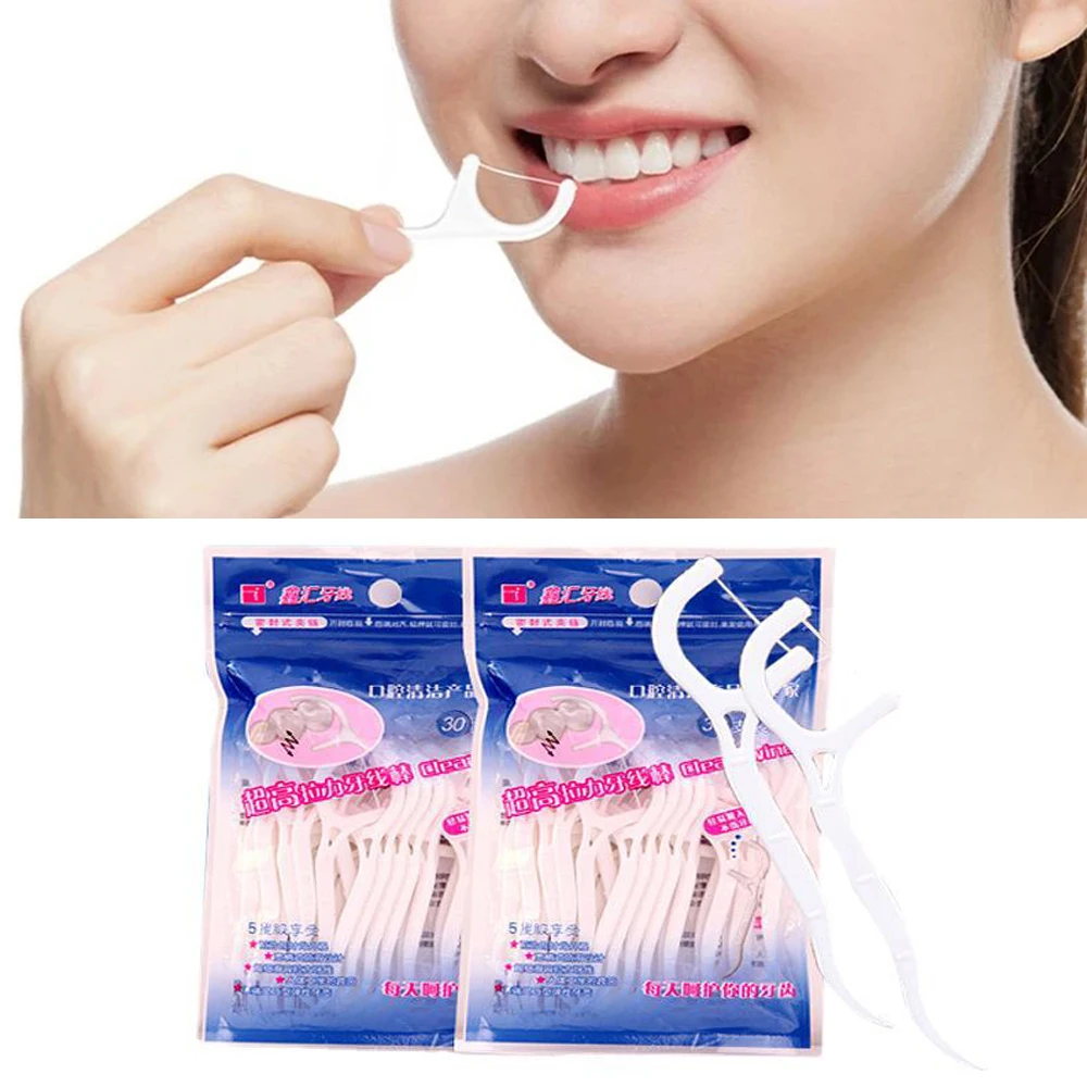 Disposable Toothpicks Dental Floss Sticks Cleaning Dental Floss Interdental Brush Tooth Stick Oral Health Cleaning Dental