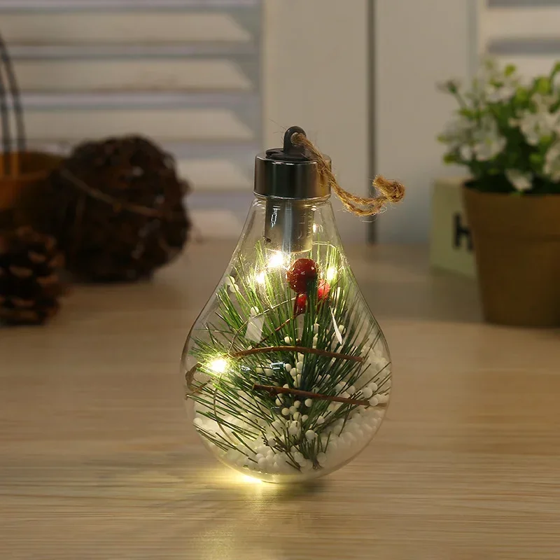 Christmas Ball LED Bulb Ornaments Transparent Festival Light Ball Luminous Xmas Tree Hanging Pendant New Year Home Decoration