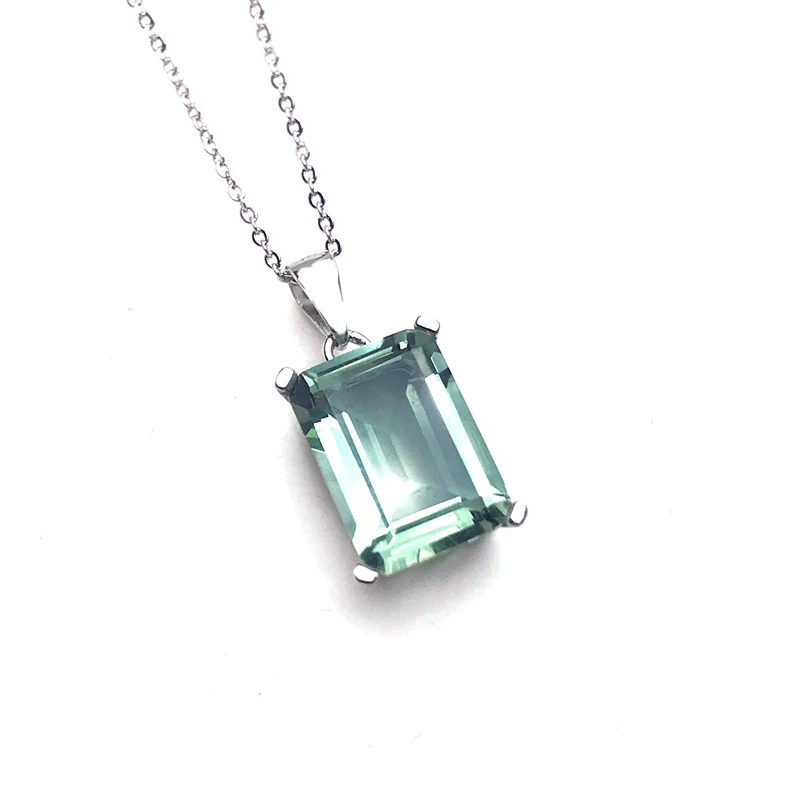 Trendy Aquamarine Pendant Sterling 925 Silver Topaz Green Amethyst Smoky Quartz Oct 9*11mm Fine Jewelry for Women  Party Gift