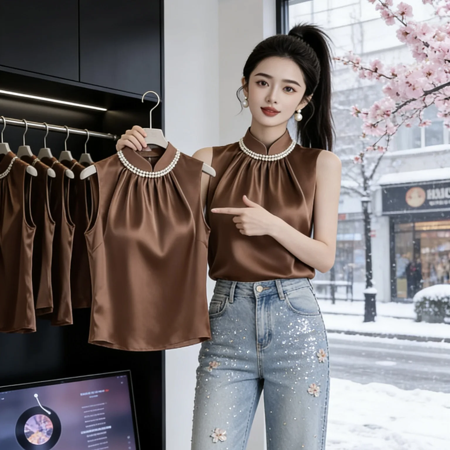 Elegant Purple Sleeveless Silk Shirt Women's Summer New Style Outerwear Light Maturity Small Audience Casual Fashion Top